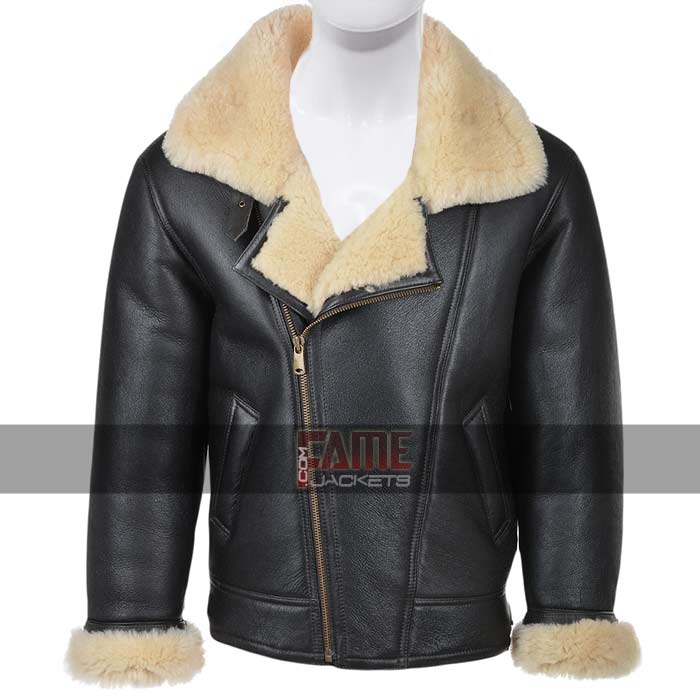Men's Aviator Jacket Black in Real Leather for Winters
