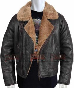 Mens B3 RAF Aviator Brown Shearling WW2 Bomber Leather Jacket