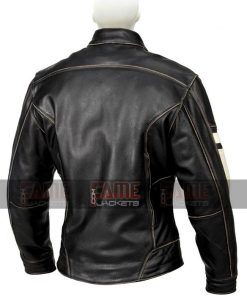 Alternative view of Mens Black And White Slim Fit Real Distressed Leather Jacket
