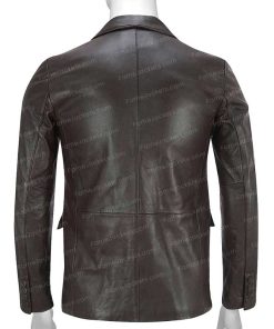 Alternative view of Mens Brown Real Leather Casual Office Blazer Coat