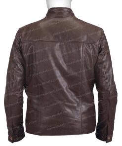 Alternative view of Mens Brown Real Leather Motorcycle Jacket