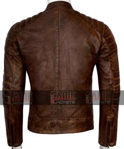 Alternative view of Mens Cafe Racer Distressed Brown Leather Motorcycle Jacket