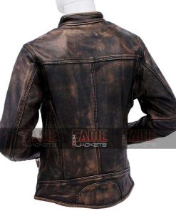 Alternative view of Brown Distressed Cafe Racer Jacket