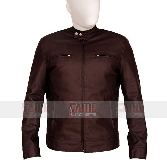 Men's Casual Brown Cotton Bomber Jacket