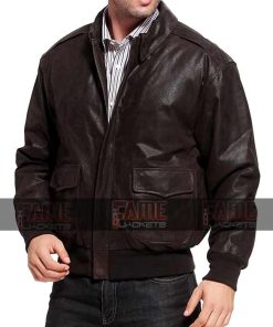 Alternative view of Mens Vintage Style Casual Leather Flight Bomber Jacket
