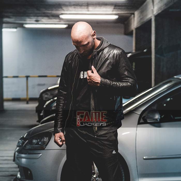 Men's Black Slim Fit Biker Leather Jacket