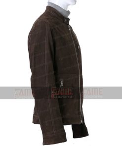 Alternative view of Mens Casual Real Brown Suede Leather Slim Fit Jacket