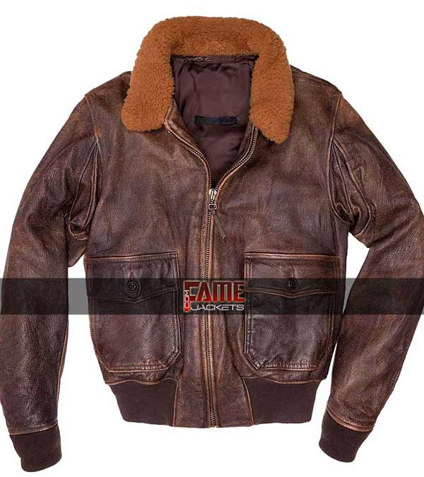 G1 Flight Jacket in Real Brown Cowhide Leather