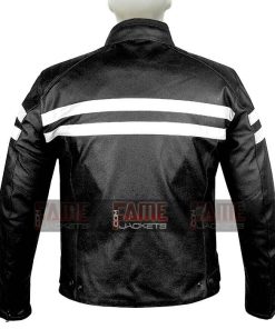 Alternative view of Men's Retro Black Lambskin Leather Motorcycle Jacket