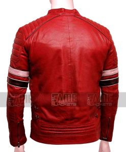 Alternative view of Mens Latest Stylish Red Cafe Racer Genuine Leather Jacket