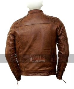 Alternative view of Mens Real Brown Leather Moto Biker Jacket