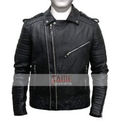 Men's Quilted Moto Jacket in Sheep Leather