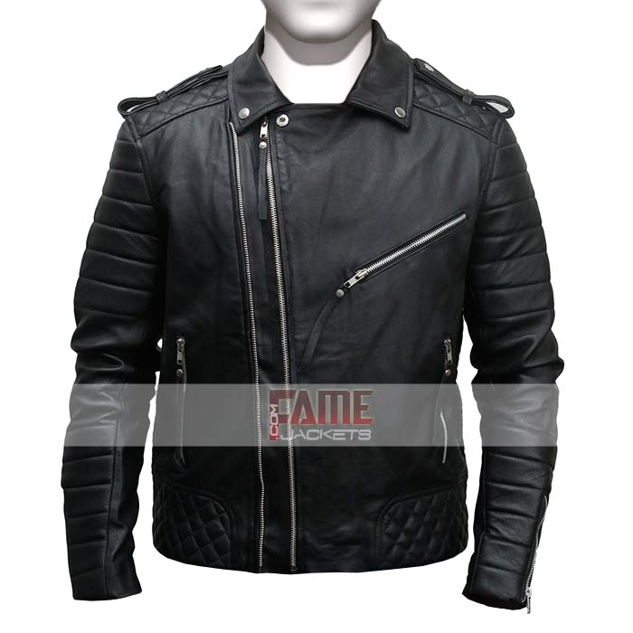 Men's Quilted Moto Jacket in Sheep Leather