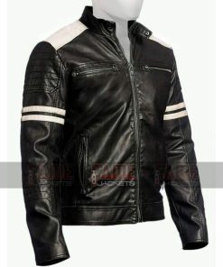 Alternative view of Retro Motorcycle Jacket for Men in Real Lambskin Black Leather