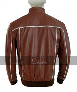 Alternative view of Mens Slim Fit Brown Sheepskin Leather Bomber Jacket