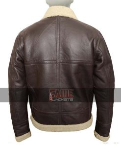 Alternative view of Men's B3 Real Brown Fur Lining Bomber Leather Jacket