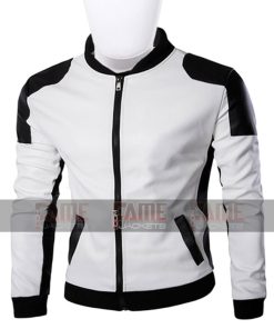 White Leather Slim Fit Jacket