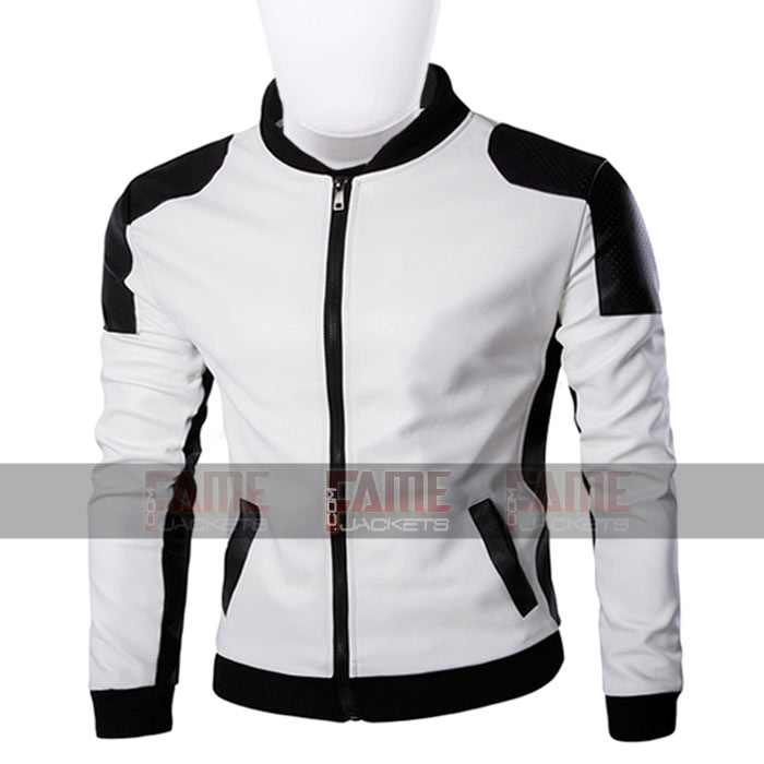 White Leather Slim Fit Jacket