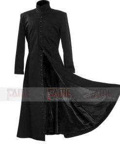 Alternative view of Neo Matrix Keanu Reeves Black Trench Winter Coat