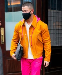 Alternative view of Nick Jonas Orange Leather Jacket