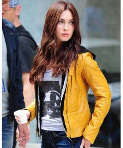 Megan Fox Yellow Leather Biker Jacket