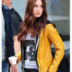 Megan Fox Yellow Leather Biker Jacket
