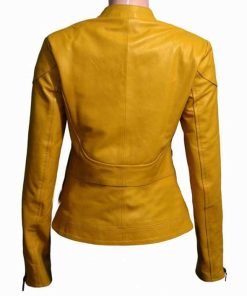 Alternative view of Megan Fox Yellow Leather Biker Jacket