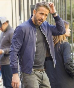 One (Ryan Reynolds)6 Underground Blue Bomber Jacket For Men
