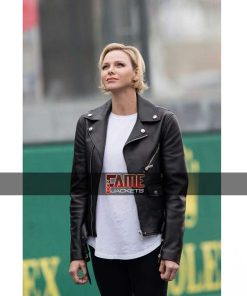 Princess Charlene Of Monaco Black Genuine Leather Jacket