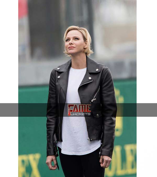 Princess Charlene Of Monaco Black Genuine Leather Jacket