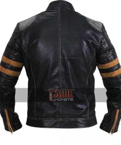 Alternative view of Men Black Retro Cafe Racer Biker Quilted Genuine Leather Jacket
