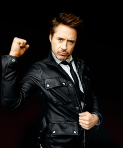 Alternative view of Robert Downey Jr Real Black Leather Jacket For Men