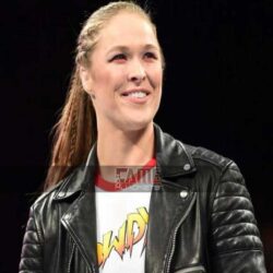 WWE Ronda Rousey Black Slim Fit Biker Leather Jacket