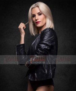 Alternative view of Sarah Jayne Dunn Lambskin Leather Slim Fit Biker Jacket
