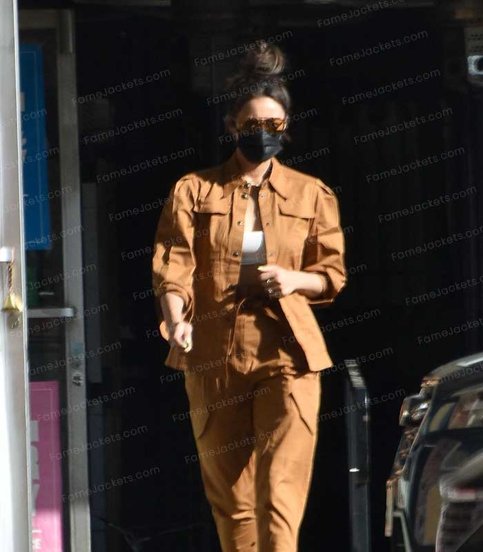 Shay Mitchell Khaki Tan Brown Womens Cotton Jacket