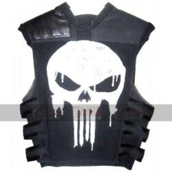 The Punisher Frank Castle Mens Black Skull Leather Vest