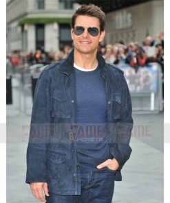 Alternative view of Tom Cruise Mens Black Suede Leather Bomber Jacket