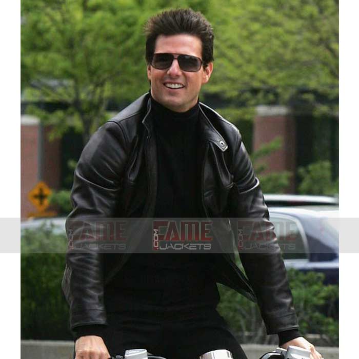 Tom Cruise Black Biker Leather Jacket