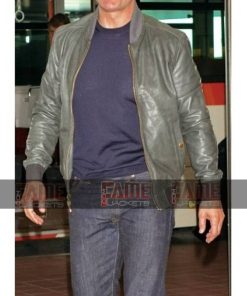 Alternative view of Tom Cruise Men's Grey Leather Bomber Jacket