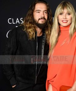 Tom Kaulitz Mens Real Black Suede Leather Jacket