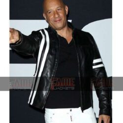 Vin Diesel Genuine Black Leather Retro Mens Motorcycle Jacket