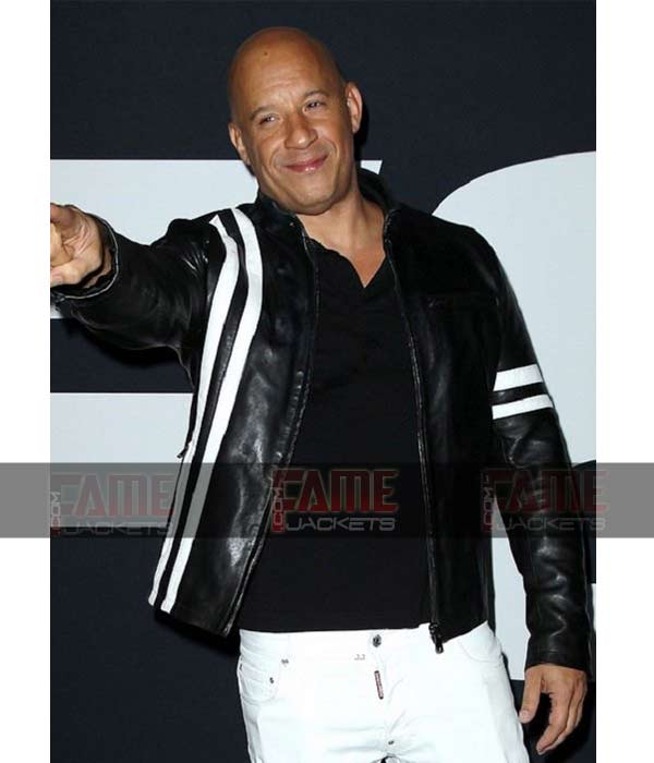 Vin Diesel Genuine Black Leather Retro Mens Motorcycle Jacket