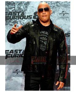 Vin Diesel Orange Stripe Retro Moto Jacket For Men