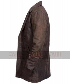 Alternative view of War Doctor Who John Hurt Genuine Brown Leather Winter Coat