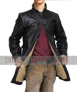 Aiden Pearce Watch Dogs Real Distressed Black Leather Coat For Men