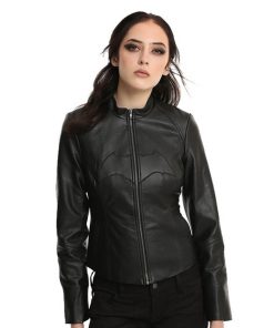 Women Batman Motorcycle Black Leather Jacket