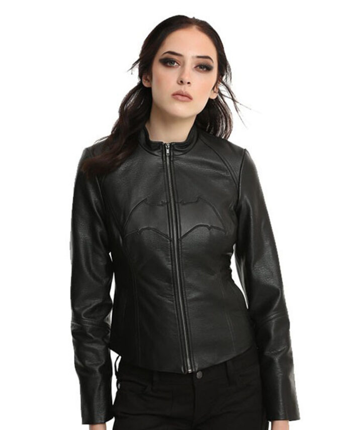 Women Batman Motorcycle Black Leather Jacket