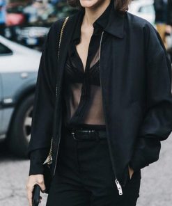 Women's Casual Shirt Style Black Cotton Jacket