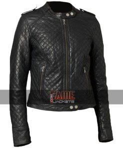 Black Quilted Leather Jacket Womens