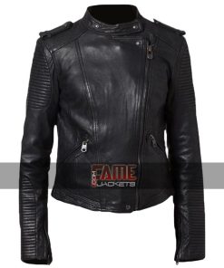Alternative view of Women's Latest Style Cafe Racer Black Real Leather Biker Jacket
